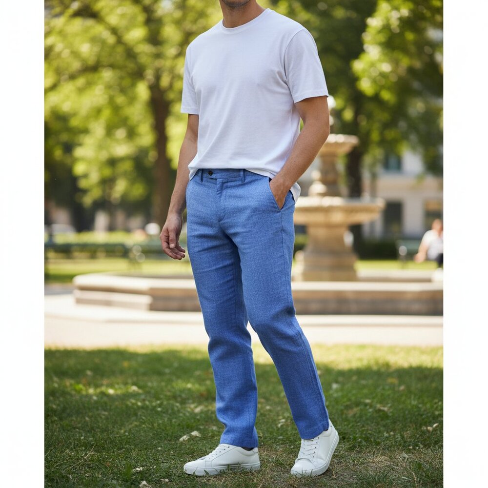 BONOBOS Men's EUC Chambray Straight-Fit Chinos‎ Blue Chambray | Size 31 x 30